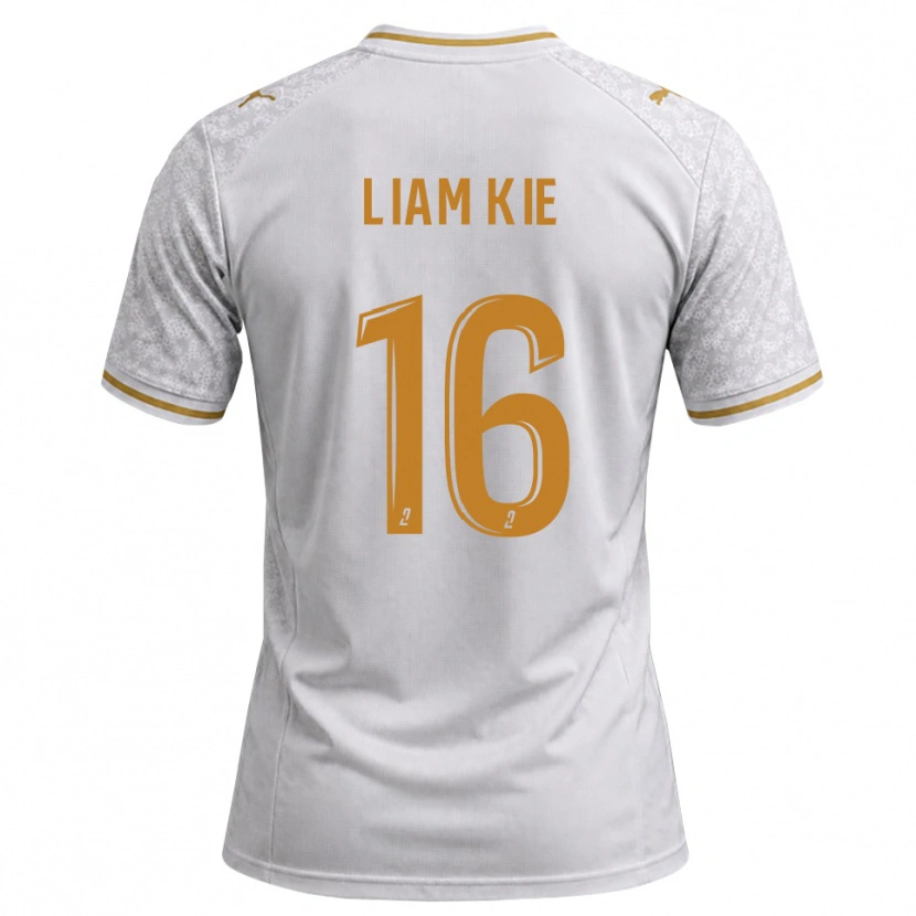 Danxen Kvinder Khalil-Liam Kie #16 Hvid Grå Gyldenrod Udebane Spillertrøjer 2026/27 Trøje T-Shirt
