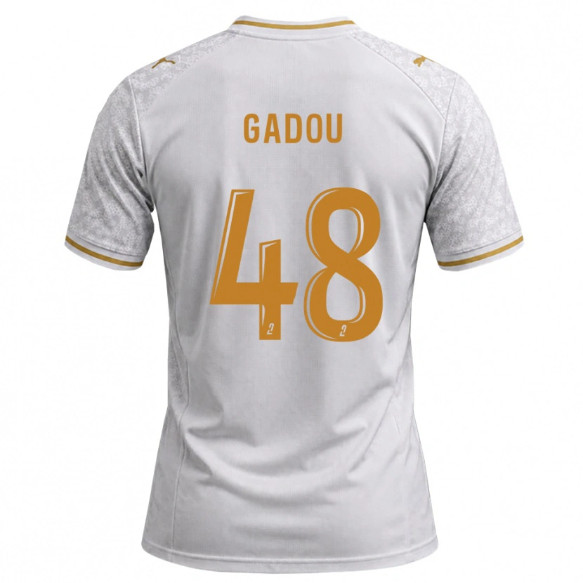 Danxen Kvinder Arone Gadou #48 Hvid Grå Gyldenrod Udebane Spillertrøjer 2026/27 Trøje T-Shirt