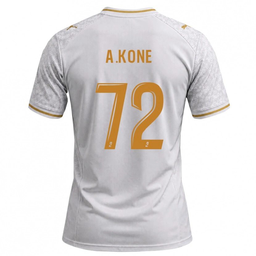 Danxen Kvinder Amadou Koné #72 Hvid Grå Gyldenrod Udebane Spillertrøjer 2026/27 Trøje T-Shirt