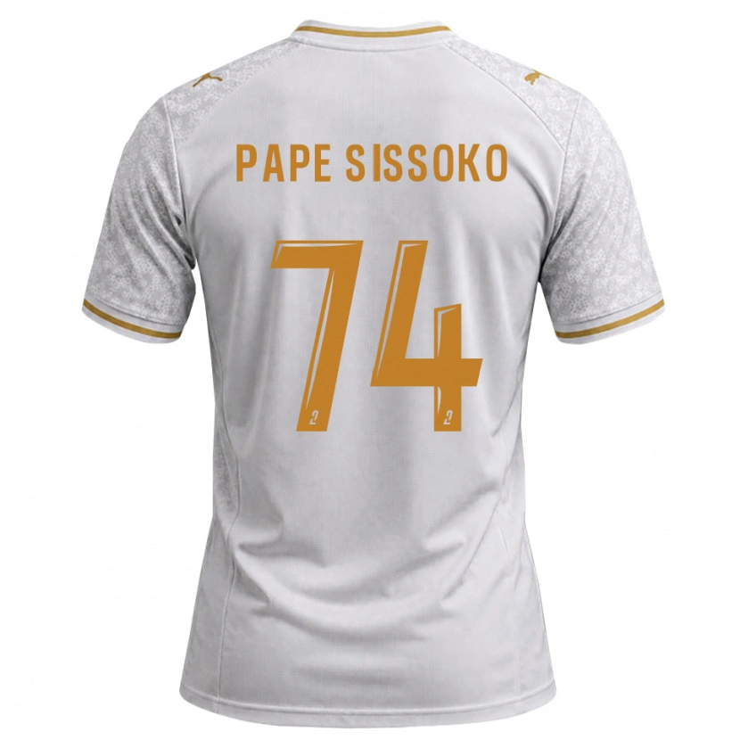 Danxen Kvinder Niama Pape Sissoko #74 Hvid Grå Gyldenrod Udebane Spillertrøjer 2026/27 Trøje T-Shirt