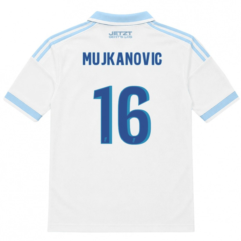 Danxen Kvinder Edin Mujkanovic #16 Lys Himmelblå Hvid Rød Udebane Spillertrøjer 2026/27 Trøje T-Shirt