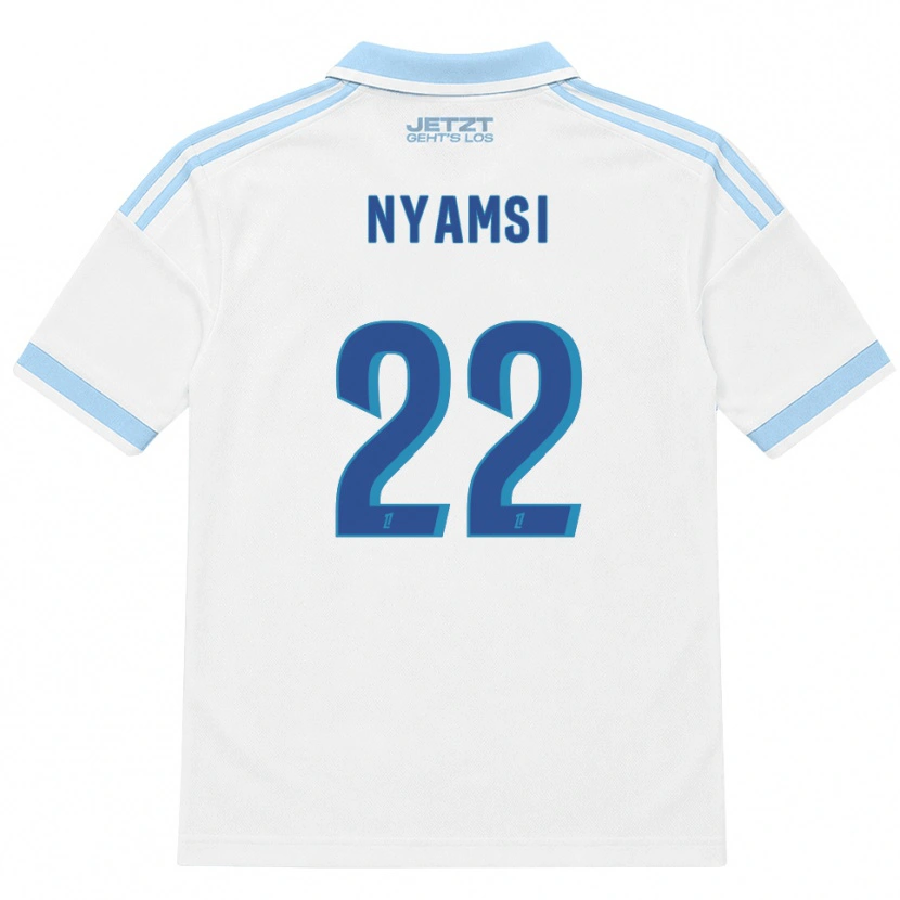Danxen Kvinder Gerzino Nyamsi #22 Lys Himmelblå Hvid Rød Udebane Spillertrøjer 2026/27 Trøje T-Shirt