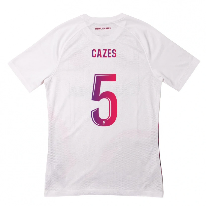 Danxen Kvinder Manon Cazes #5 Hvid Pink Lilla Udebane Spillertrøjer 2026/27 Trøje T-Shirt