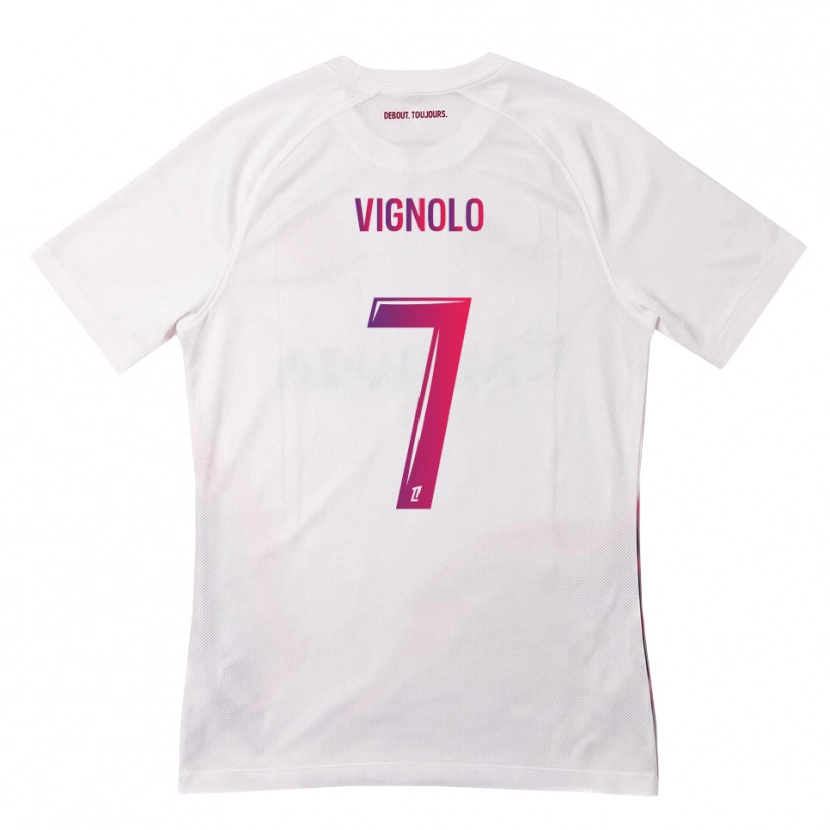 Danxen Kvinder Julián Vignolo #7 Hvid Pink Lilla Udebane Spillertrøjer 2026/27 Trøje T-Shirt