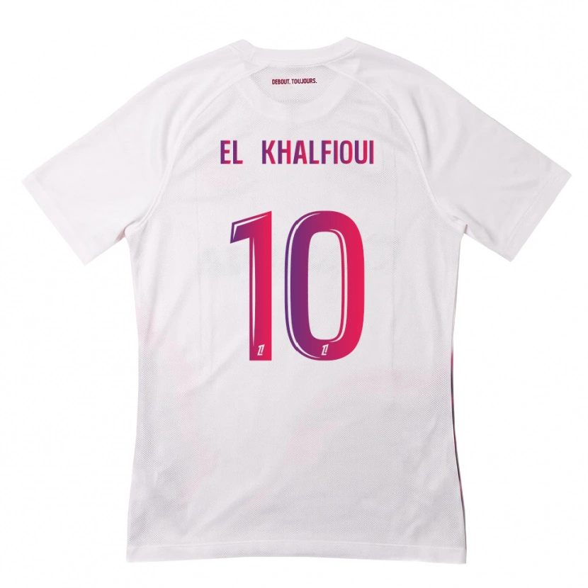 Danxen Kvinder Zakari El Khalfioui #10 Hvid Pink Lilla Udebane Spillertrøjer 2026/27 Trøje T-Shirt