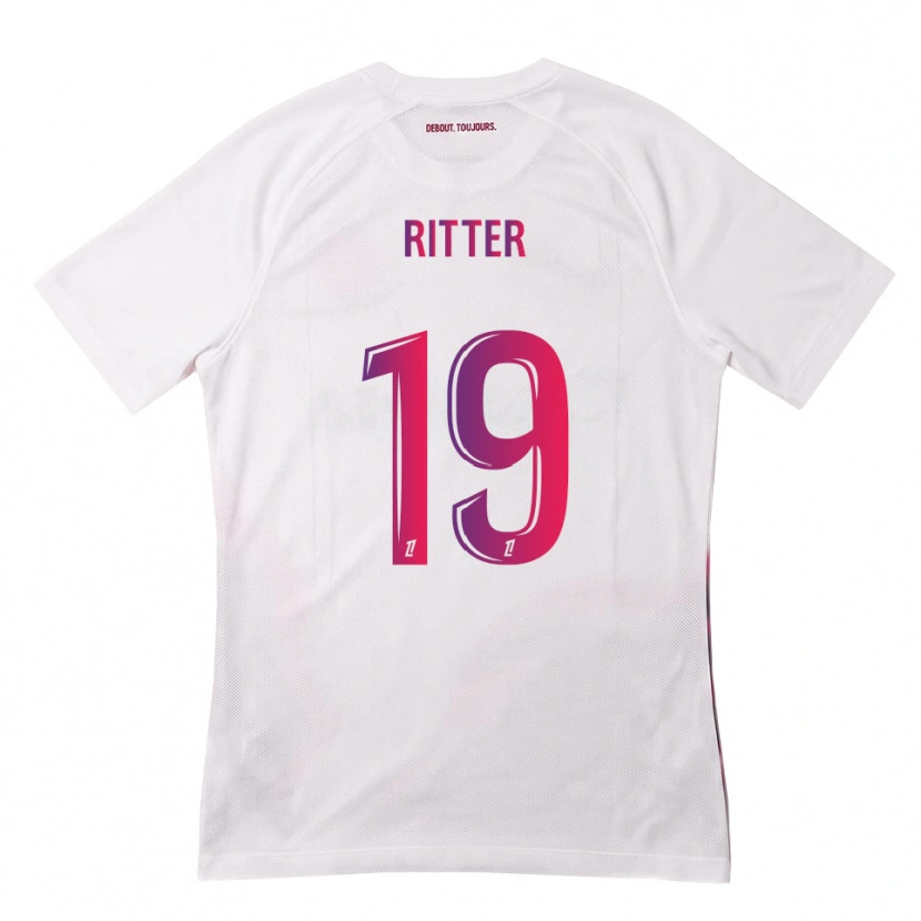 Danxen Kvinder Morgane Ritter #19 Hvid Pink Lilla Udebane Spillertrøjer 2026/27 Trøje T-Shirt