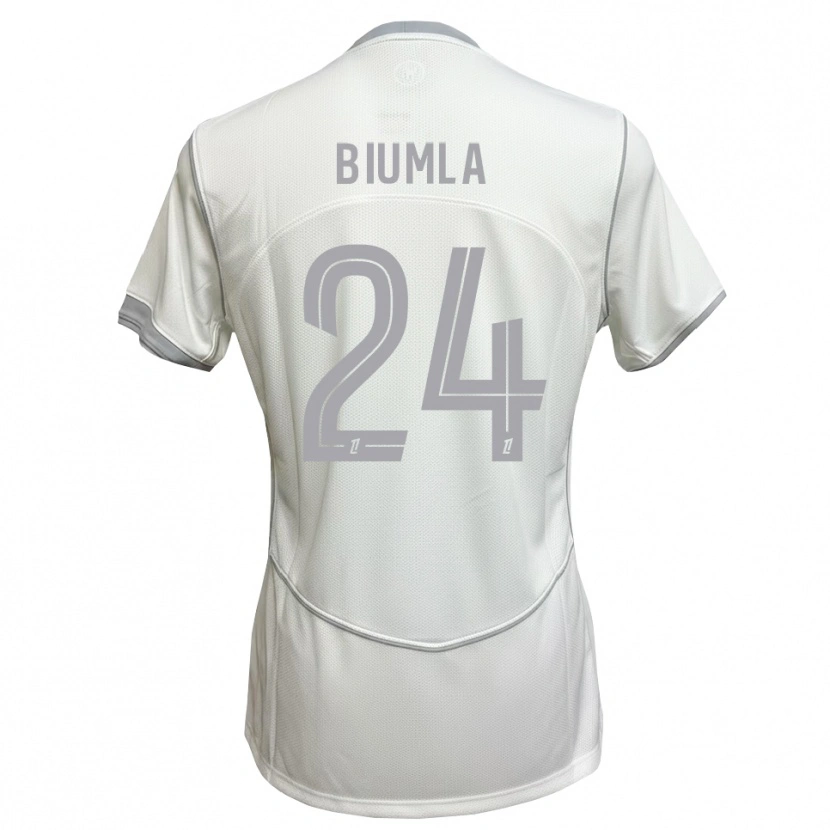 Danxen Kvinder Emmanuel Biumla #24 Hvid Grå Udebane Spillertrøjer 2026/27 Trøje T-Shirt
