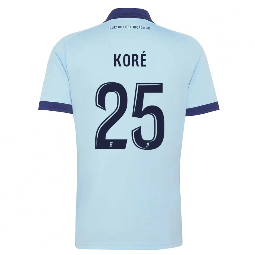 Danxen Kvinder Yoan Koré #25 Kornblomstblå Sort Udebane Spillertrøjer 2026/27 Trøje T-Shirt