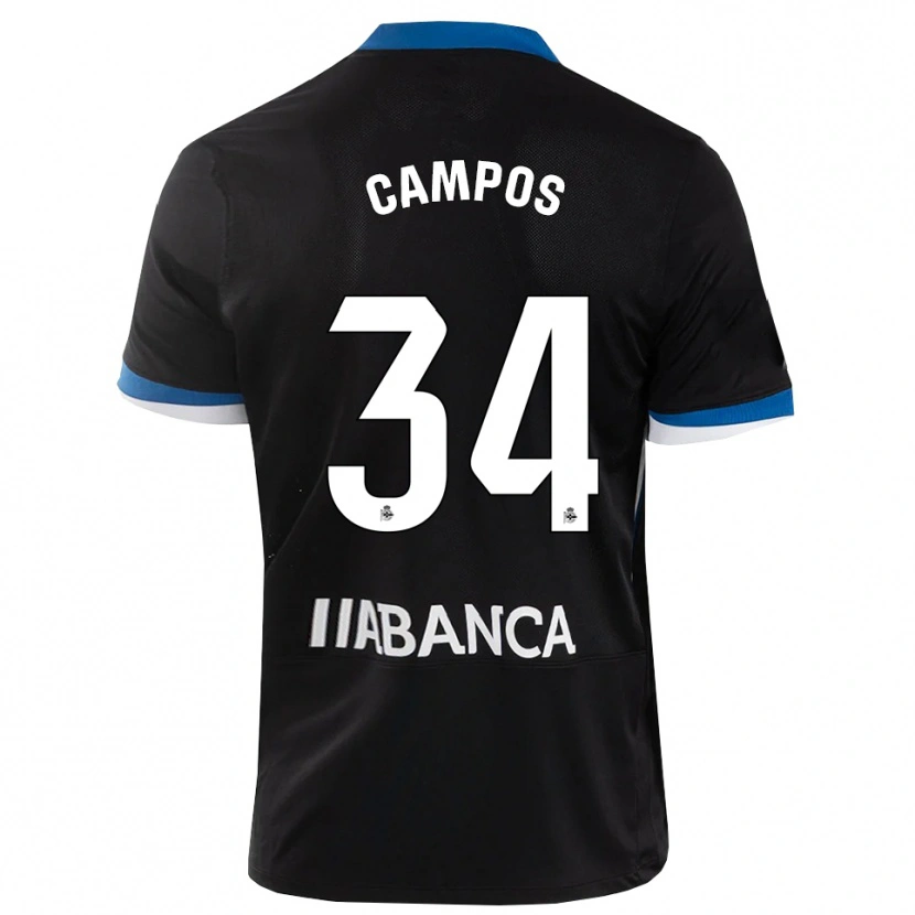 Danxen Kvinder Xabi Campos #34 Sort Blå Hvid Udebane Spillertrøjer 2026/27 Trøje T-Shirt