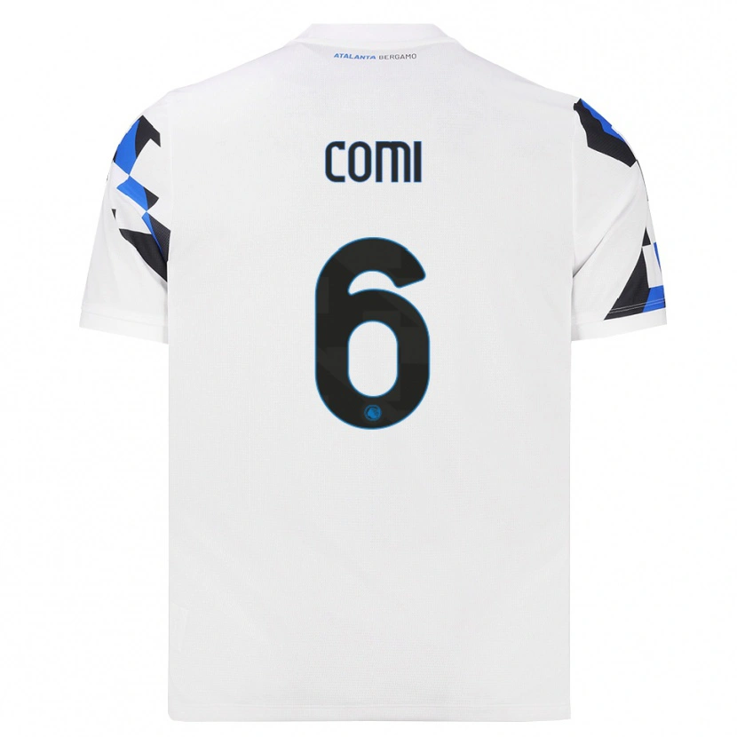 Danxen Kvinder Pietro Comi #6 Hvid Rød Blå Udebane Spillertrøjer 2026/27 Trøje T-Shirt