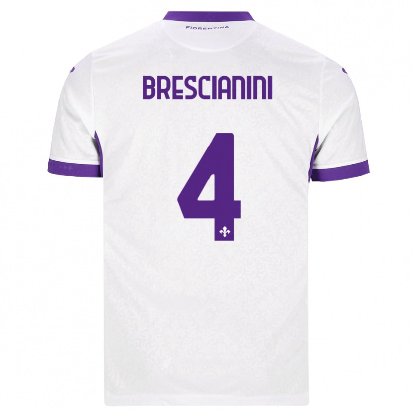 Danxen Kvinder Marco Brescianini #4 Hvid Lilla Udebane Spillertrøjer 2026/27 Trøje T-Shirt