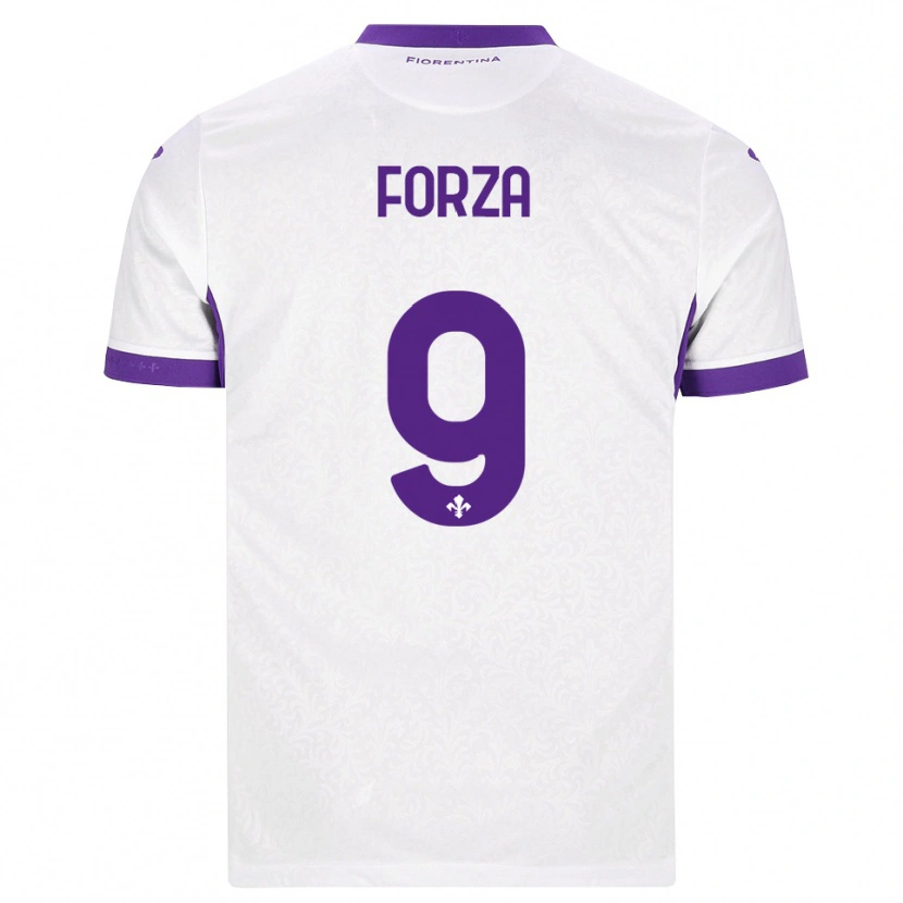 Danxen Kvinder Francesco Forza #9 Hvid Lilla Udebane Spillertrøjer 2026/27 Trøje T-Shirt