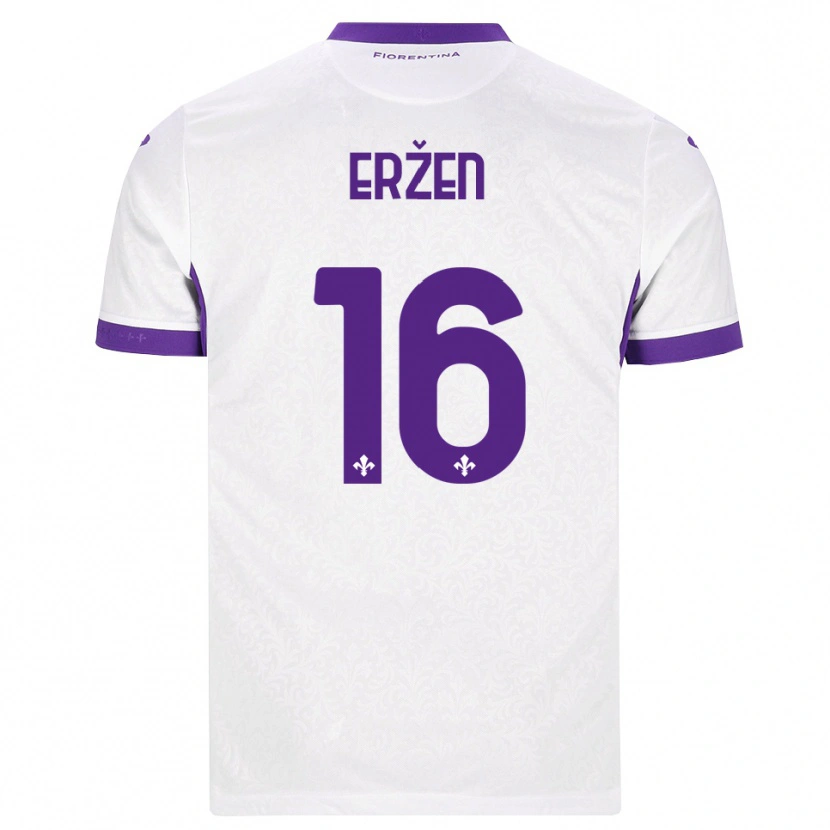 Danxen Kvinder Kaja Erzen #16 Hvid Lilla Udebane Spillertrøjer 2026/27 Trøje T-Shirt