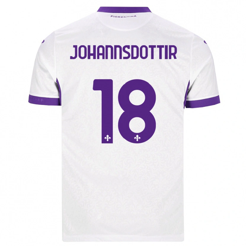 Danxen Kvinder Alexandra Johannsdottir #18 Hvid Lilla Udebane Spillertrøjer 2026/27 Trøje T-Shirt