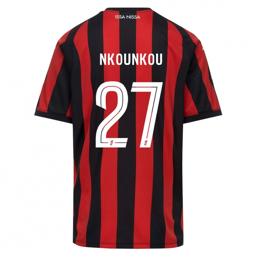 Danxen Kvinder Niels Nkounkou #27 Rød Sort Hvid Hjemmebane Spillertrøjer 2026/27 Trøje T-Shirt