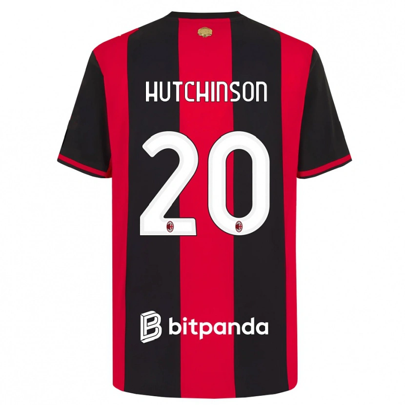 Danxen Børn Omari Hutchinson #20 Rød Sort Hvid Hjemmebane Spillertrøjer 2026/27 Trøje T-Shirt