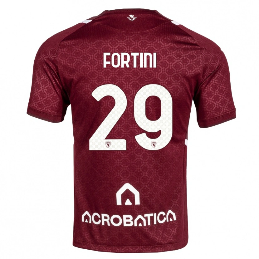 Danxen Børn Niccolò Fortini #29 Bordeaux Hvid Hjemmebane Spillertrøjer 2026/27 Trøje T-Shirt