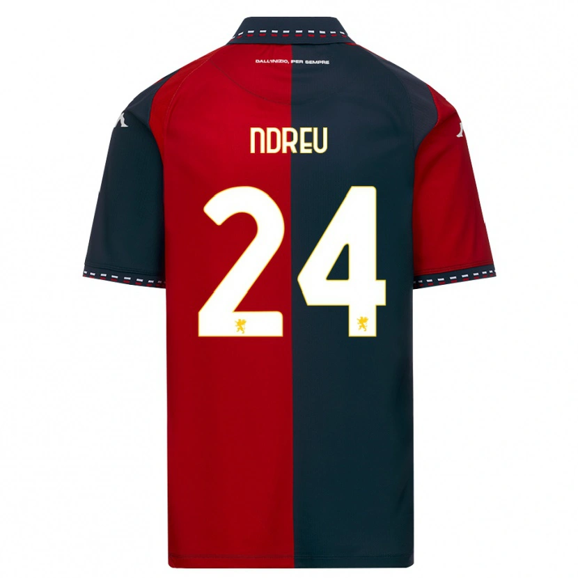 Danxen Børn Rikardo Ndreu #24 Rød Sort Hvid Hjemmebane Spillertrøjer 2026/27 Trøje T-Shirt