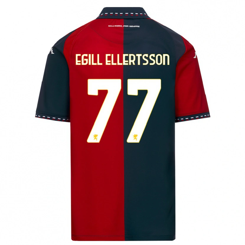Danxen Børn Mikael Egill Ellertsson #77 Rød Sort Hvid Hjemmebane Spillertrøjer 2026/27 Trøje T-Shirt