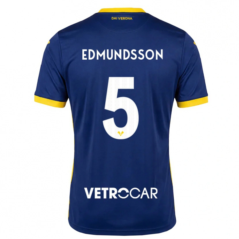 Danxen Børn Andrias Edmundsson #5 Kongelig Blå Gul Hvid Hjemmebane Spillertrøjer 2026/27 Trøje T-Shirt