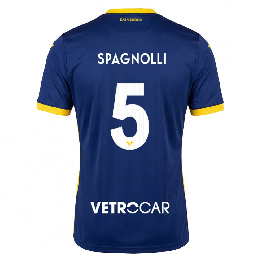 Danxen Børn Matteo Spagnolli #5 Kongelig Blå Gul Hvid Hjemmebane Spillertrøjer 2026/27 Trøje T-Shirt
