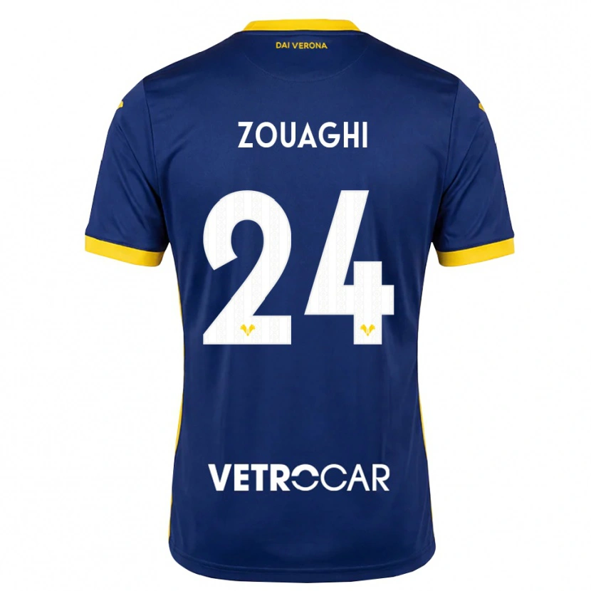 Danxen Børn Thomas Zouaghi #24 Kongelig Blå Gul Hvid Hjemmebane Spillertrøjer 2026/27 Trøje T-Shirt