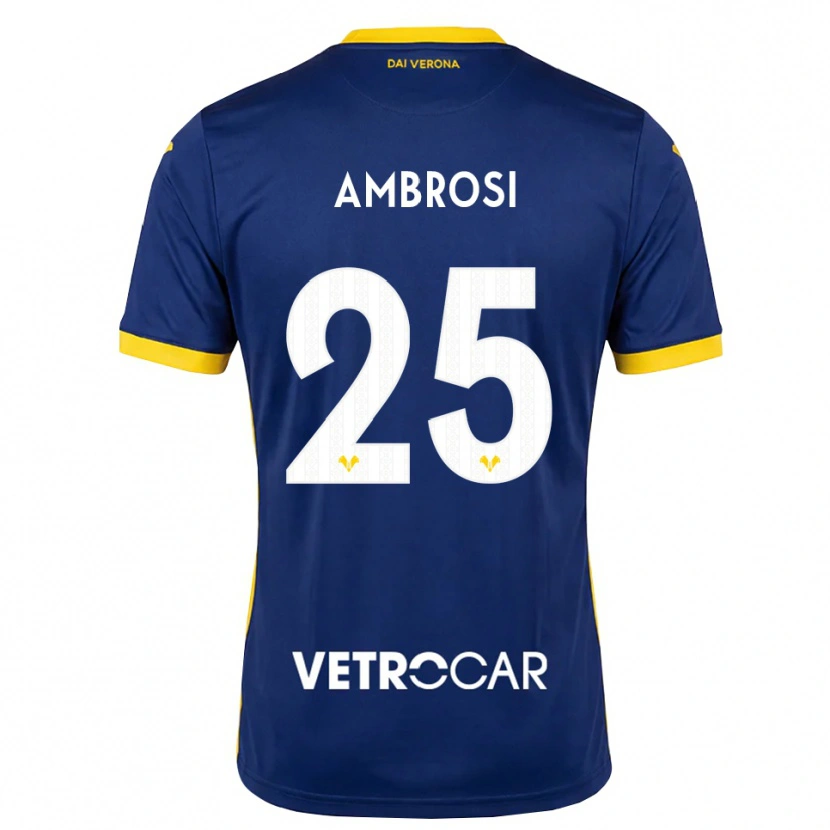 Danxen Børn Caterina Ambrosi #25 Kongelig Blå Gul Hvid Hjemmebane Spillertrøjer 2026/27 Trøje T-Shirt