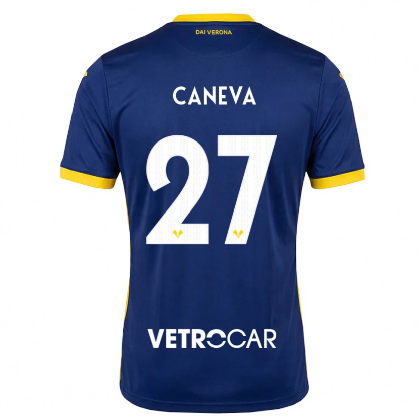 Danxen Børn Elia Caneva #27 Kongelig Blå Gul Hvid Hjemmebane Spillertrøjer 2026/27 Trøje T-Shirt