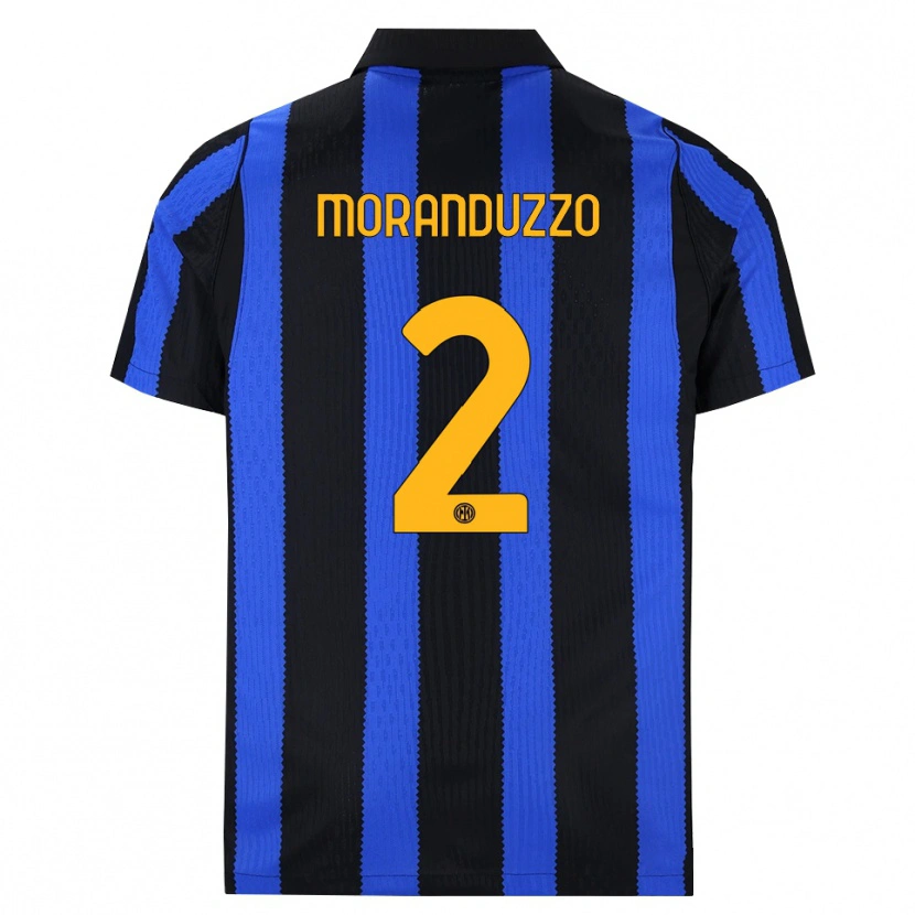 Danxen Børn Nicolo Moranduzzo #2 Sort Blå Gul Hjemmebane Spillertrøjer 2026/27 Trøje T-Shirt
