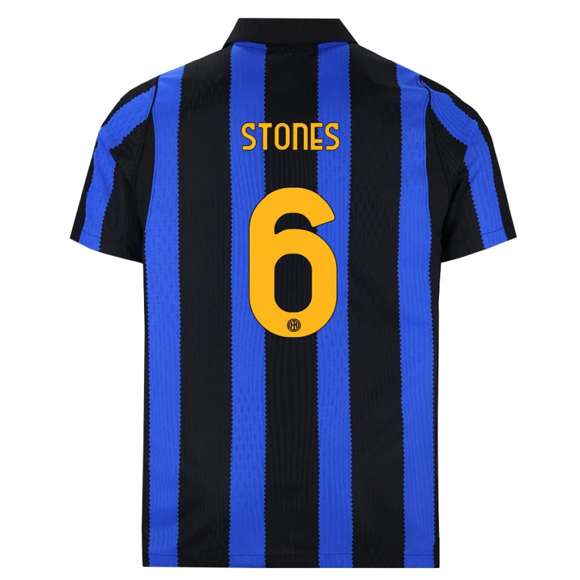 Danxen Børn John Stones #6 Sort Blå Gul Hjemmebane Spillertrøjer 2026/27 Trøje T-Shirt
