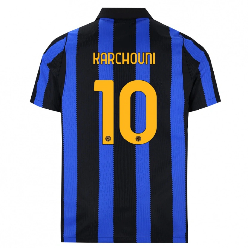 Danxen Børn Ghoutia Karchouni #10 Sort Blå Gul Hjemmebane Spillertrøjer 2026/27 Trøje T-Shirt