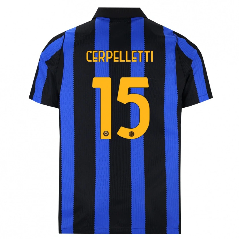 Danxen Børn Filippo Cerpelletti #15 Sort Blå Gul Hjemmebane Spillertrøjer 2026/27 Trøje T-Shirt