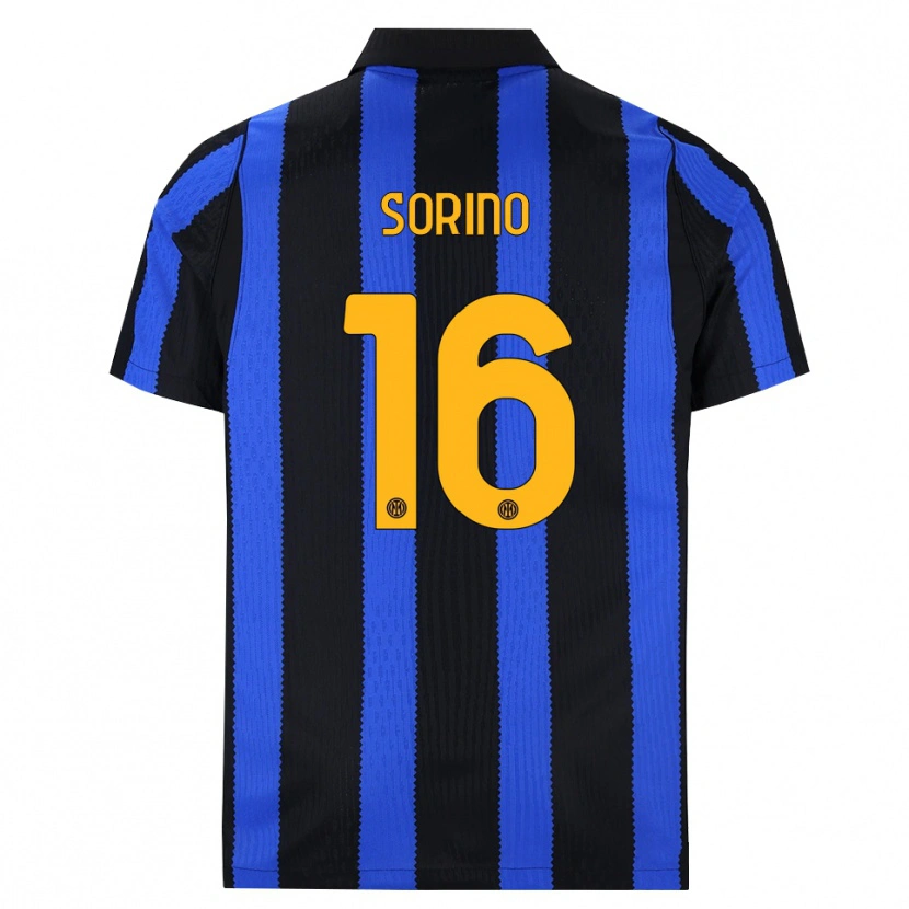 Danxen Børn Davide Sorino #16 Sort Blå Gul Hjemmebane Spillertrøjer 2026/27 Trøje T-Shirt