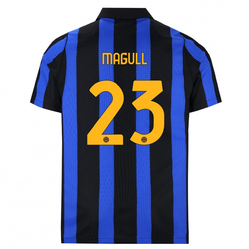 Danxen Børn Lina Magull #23 Sort Blå Gul Hjemmebane Spillertrøjer 2026/27 Trøje T-Shirt