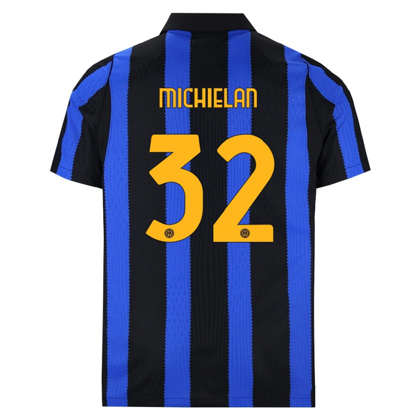 Danxen Børn Mattia Michielan #32 Sort Blå Gul Hjemmebane Spillertrøjer 2026/27 Trøje T-Shirt