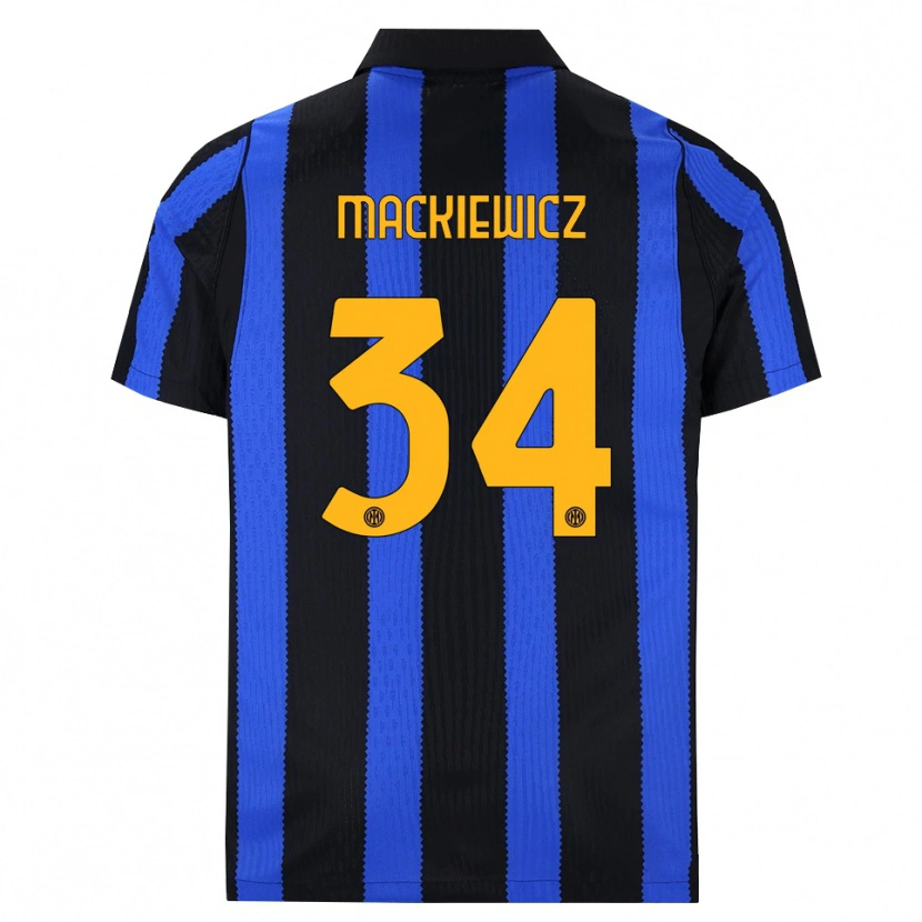 Danxen Børn Patryk Mackiewicz #34 Sort Blå Gul Hjemmebane Spillertrøjer 2026/27 Trøje T-Shirt