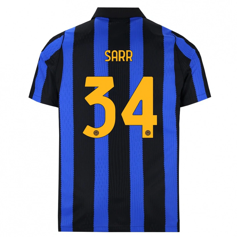 Danxen Børn Amadou Sarr #34 Sort Blå Gul Hjemmebane Spillertrøjer 2026/27 Trøje T-Shirt