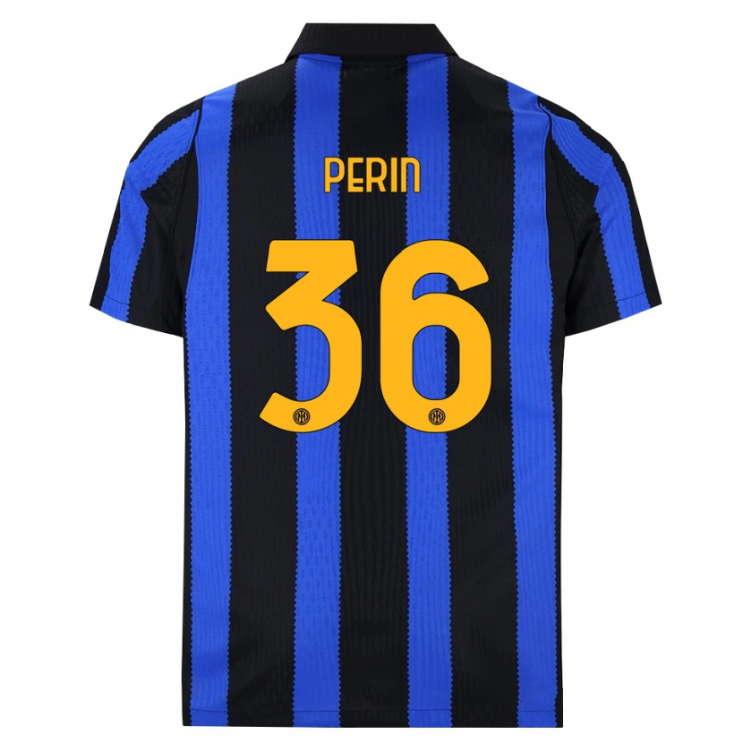 Danxen Børn Nicolo Perin #36 Sort Blå Gul Hjemmebane Spillertrøjer 2026/27 Trøje T-Shirt