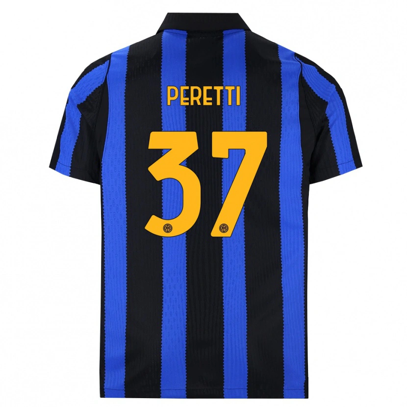 Danxen Børn Lorenzo Peretti #37 Sort Blå Gul Hjemmebane Spillertrøjer 2026/27 Trøje T-Shirt