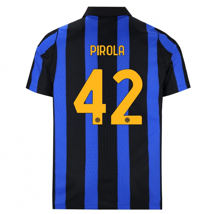 Danxen Børn Samuele Pirola #42 Sort Blå Gul Hjemmebane Spillertrøjer 2026/27 Trøje T-Shirt