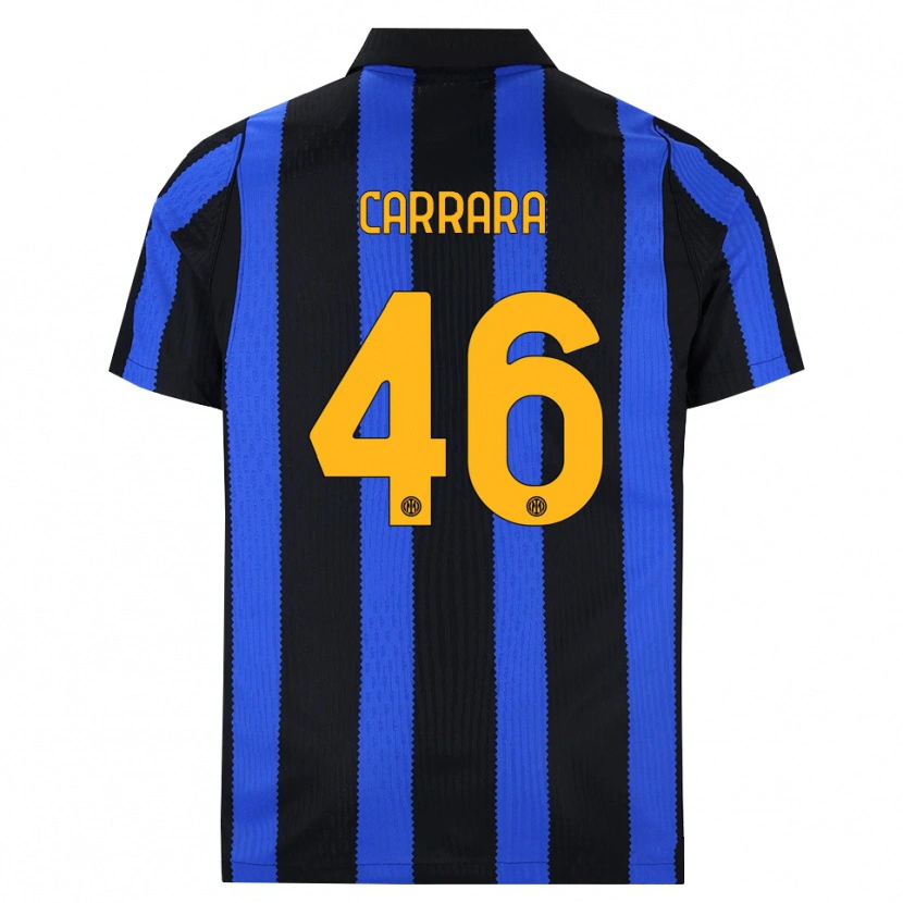 Danxen Børn Cristian Carrara #46 Sort Blå Gul Hjemmebane Spillertrøjer 2026/27 Trøje T-Shirt