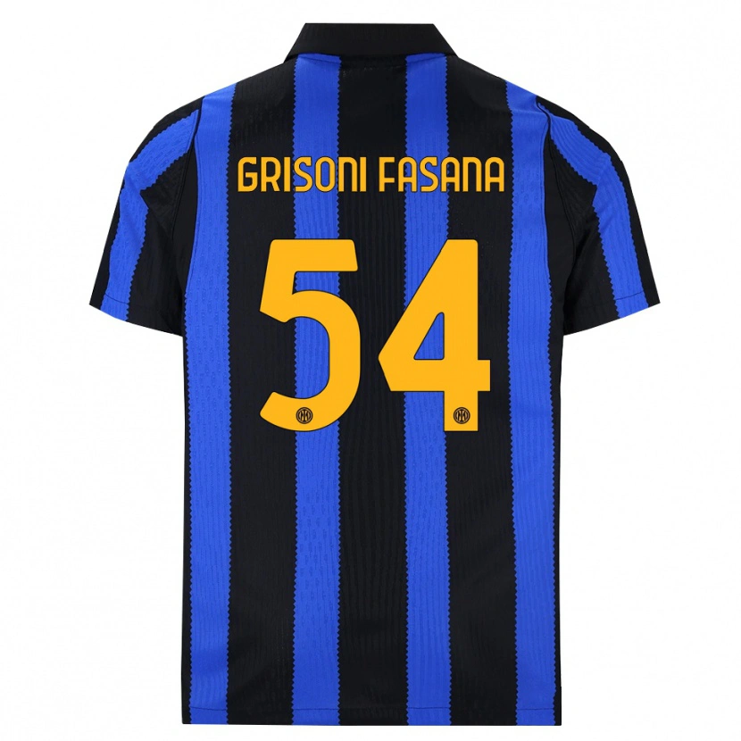 Danxen Børn Marco Grisoni Fasana #54 Sort Blå Gul Hjemmebane Spillertrøjer 2026/27 Trøje T-Shirt