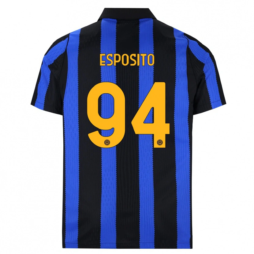 Danxen Børn Pio Esposito #94 Sort Blå Gul Hjemmebane Spillertrøjer 2026/27 Trøje T-Shirt