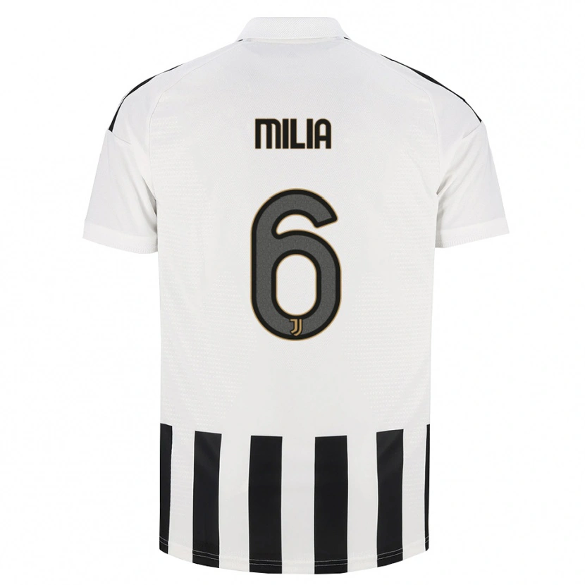 Danxen Børn Nicolò Milia #6 Sort Hvid Brun Hjemmebane Spillertrøjer 2026/27 Trøje T-Shirt