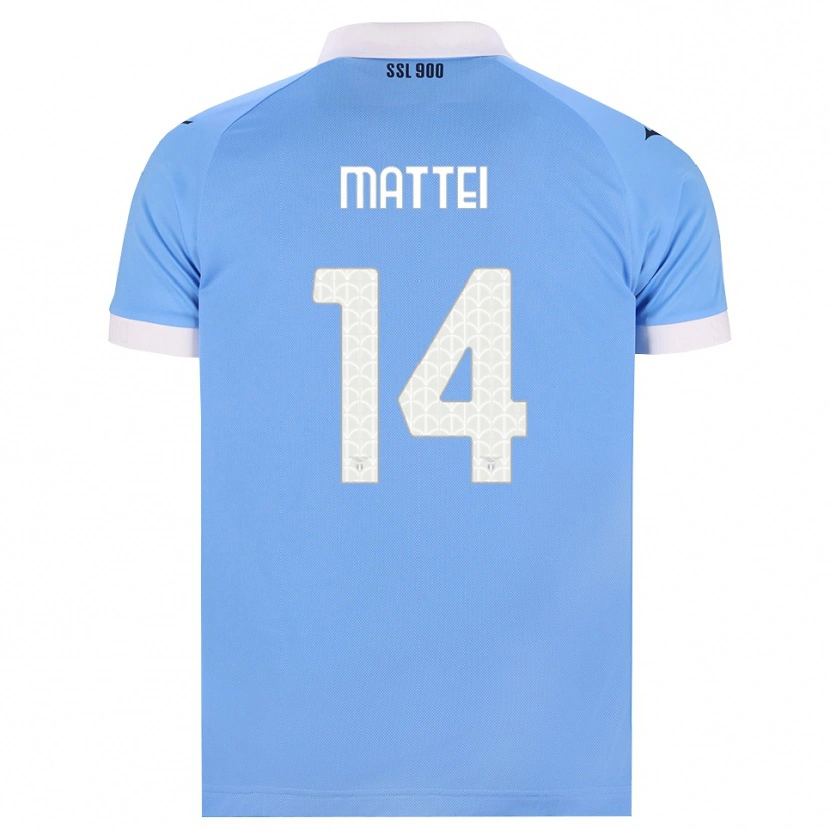 Danxen Børn Sarah Mattei #14 Himmelblå Sort Hvid Hjemmebane Spillertrøjer 2026/27 Trøje T-Shirt