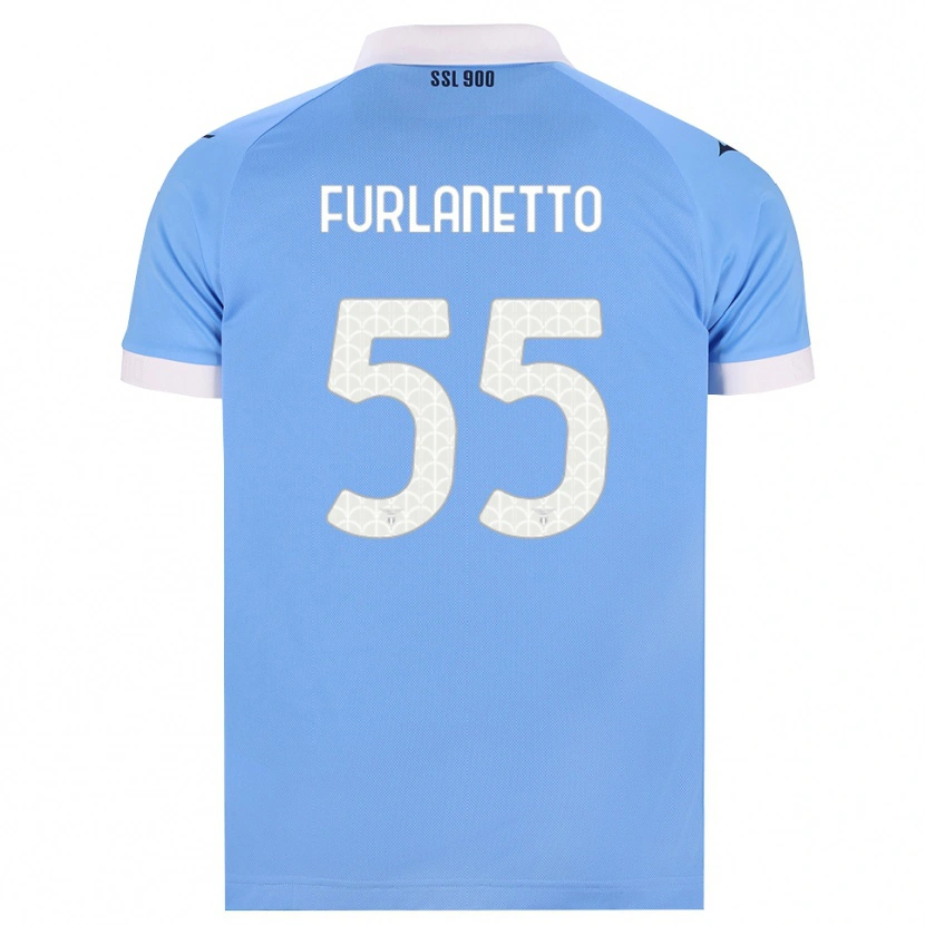 Danxen Børn Alessio Furlanetto #55 Himmelblå Sort Hvid Hjemmebane Spillertrøjer 2026/27 Trøje T-Shirt
