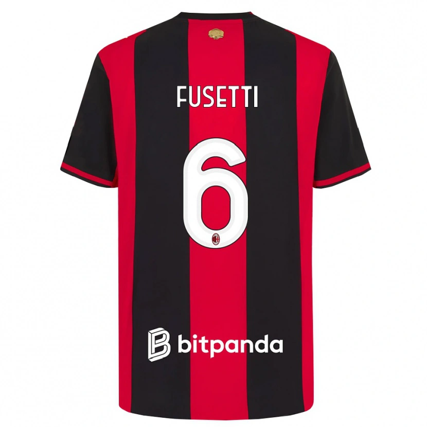 Danxen Børn Laura Fusetti #6 Rød Sort Hvid Hjemmebane Spillertrøjer 2026/27 Trøje T-Shirt