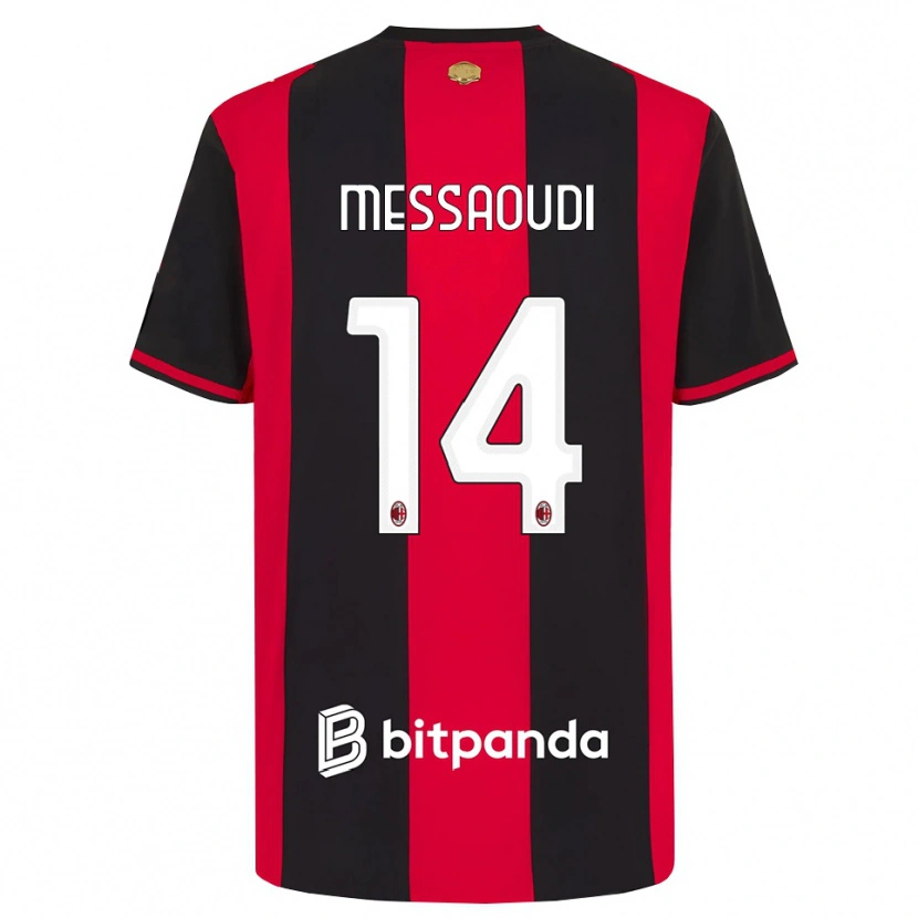 Danxen Børn Yanis Messaoudi #14 Rød Sort Hvid Hjemmebane Spillertrøjer 2026/27 Trøje T-Shirt