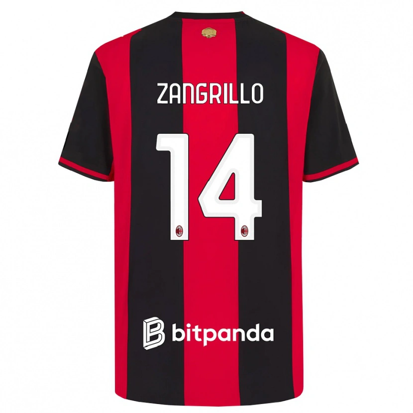 Danxen Børn Giacomo Zangrillo #14 Rød Sort Hvid Hjemmebane Spillertrøjer 2026/27 Trøje T-Shirt