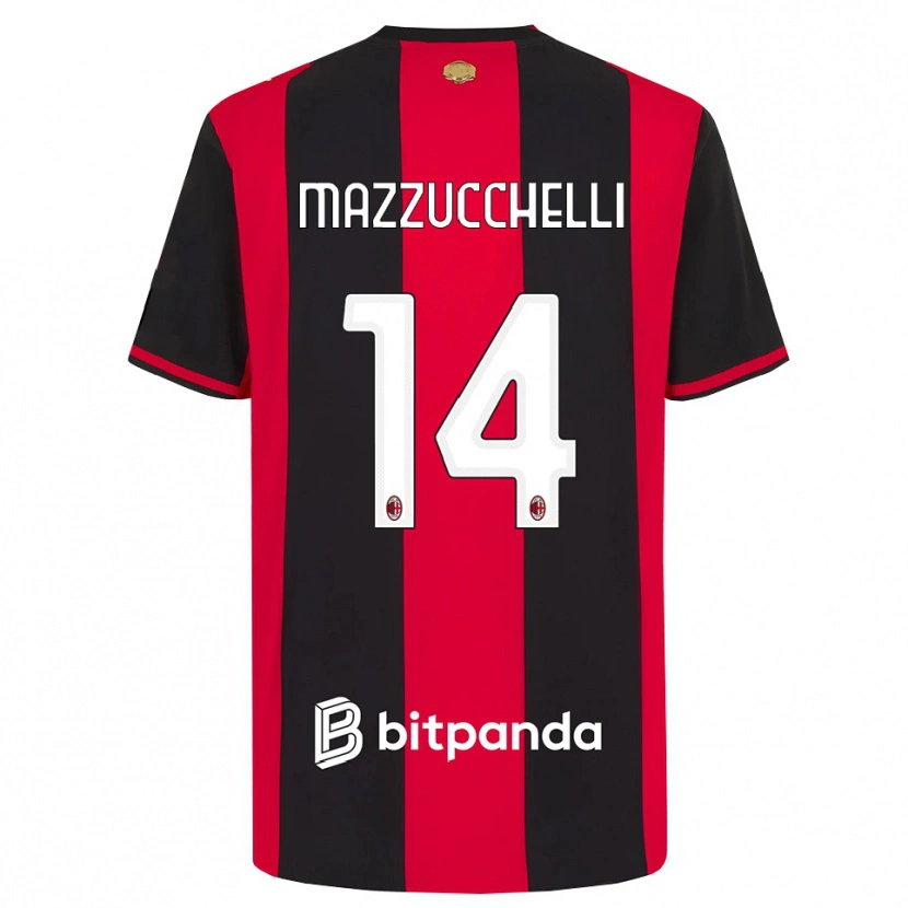 Danxen Børn Paolo Mazzucchelli #14 Rød Sort Hvid Hjemmebane Spillertrøjer 2026/27 Trøje T-Shirt